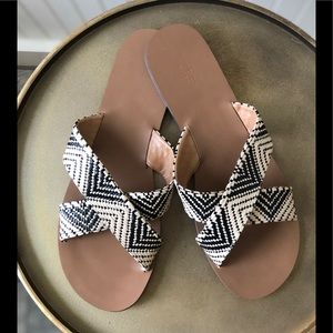 J CREW | SEASIDE RAFFIA WOVEN FLAT SANDAL. 10.NEW